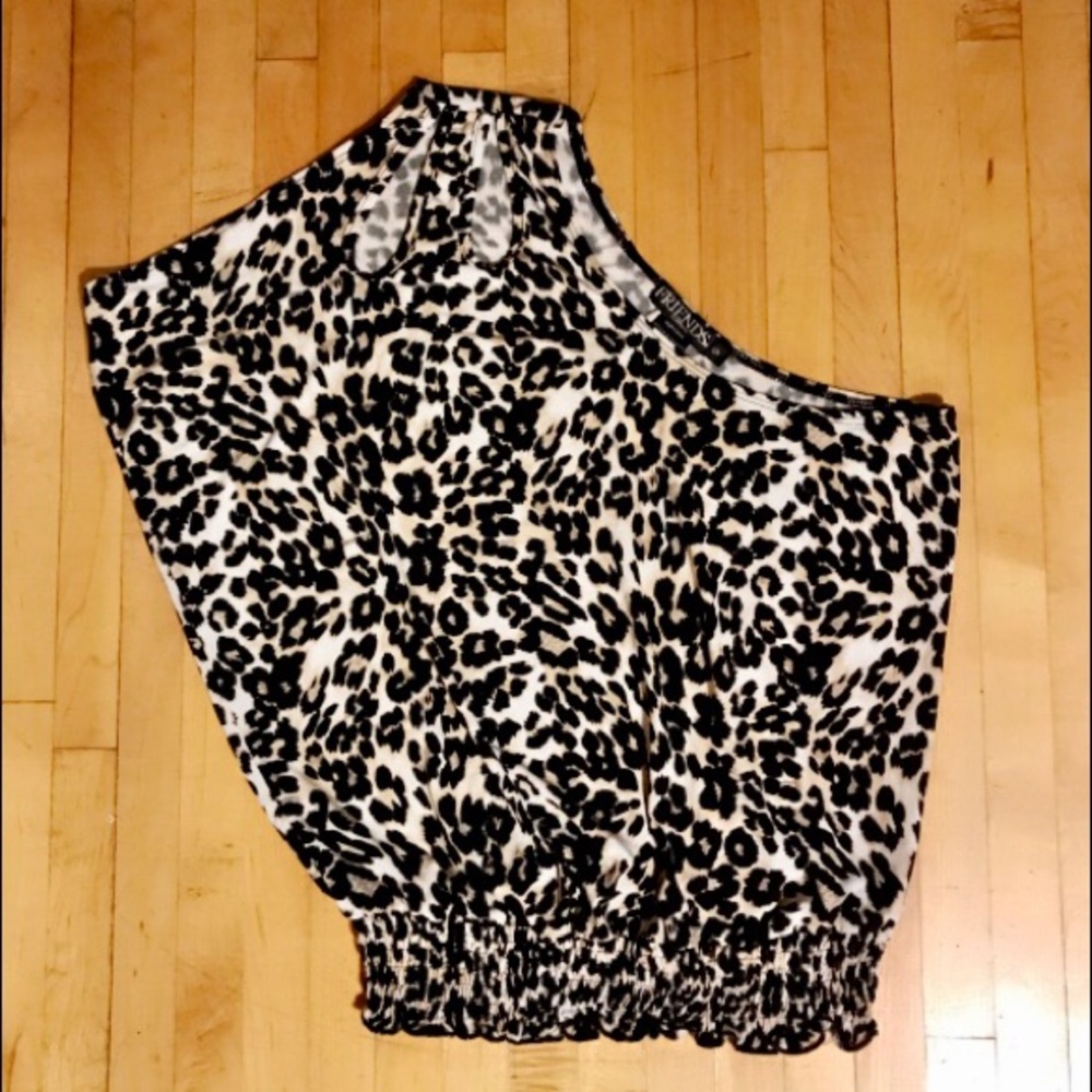 NEW ONE SHOULDER FRIENDS CLOTHING LEOPARD PRINT